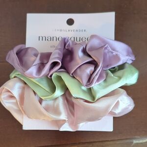 Lemon Lavender Silk Scrunchies Set